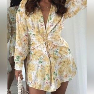 yellow corset floral dress